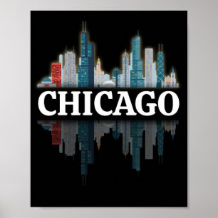 Poster Luzes do horizonte da cidade de Chicago à noite