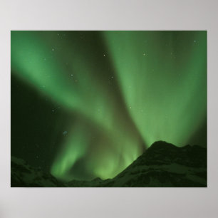 Poster luzes do norte, aurora boreal nos contrafortes de