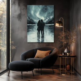 Poster Luzes do Norte Românticas - Arte a Carvão