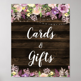 Poster Luzes Florais Roxas Rústicas para Cartões e Presen