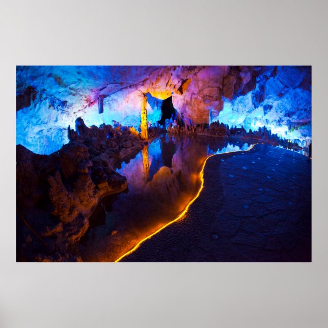 Póster Luzes na Caverna da Flauta de Junco, China (Frente)