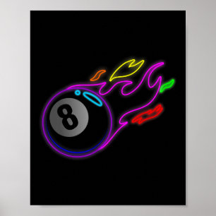 Poster Luzes Neon Coloridas Piscina de Oito Bilhetes de B