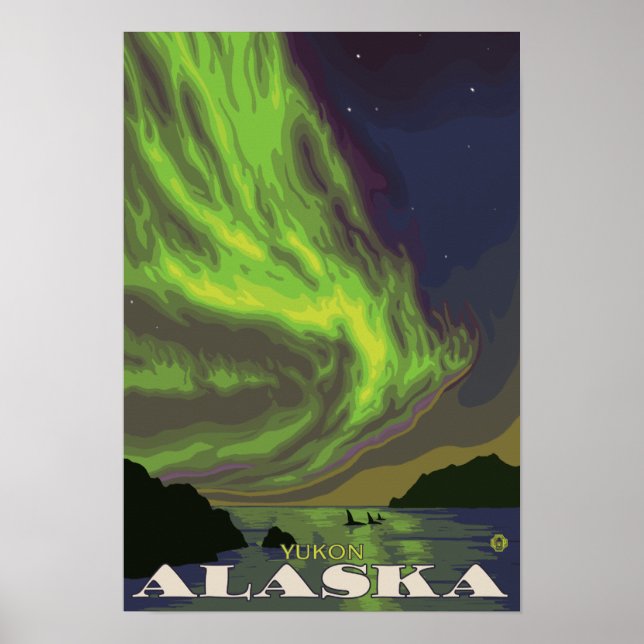 Poster Luzes nortes e Orcas - Yukon, Alasca (Frente)