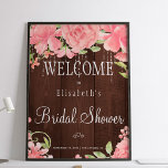 Póster Luzes quíticas flóricas chá de panela sinal de boa<br><div class="desc">Poster com de chá de panela de placa de com rosca roxa rustica e luzes cintilantes brilhando sobre o fundo do celeiro marrom. Ideal para o seu verão | jardim |outono | chás de panela temáticos rusticais do país.</div>