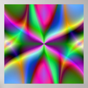 Poster Luzir Fractal Metálico Colorido