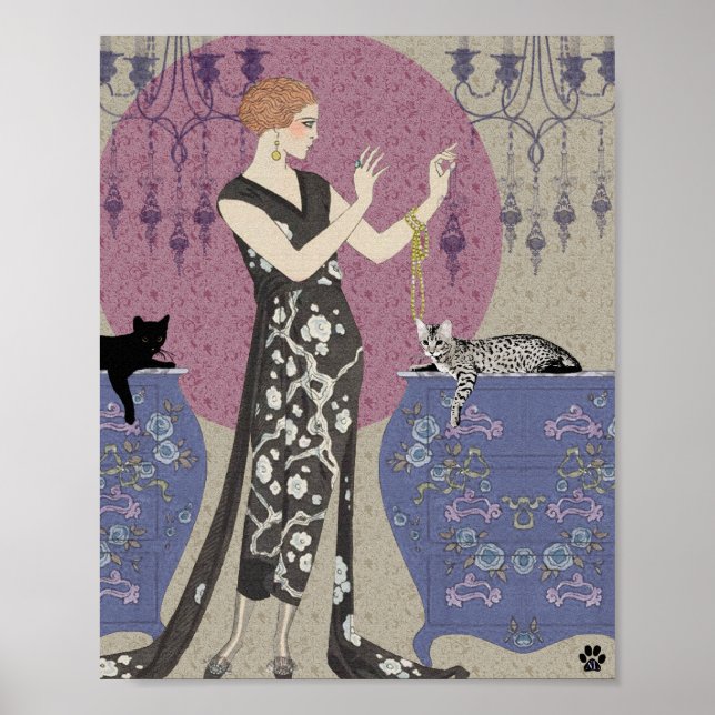 Póster Lydia & Bengal em Mauve e Taupe (Frente)