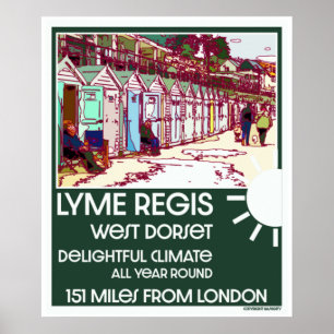 Poster Lyme Regis Dorset England Vintage Feriado Britânic