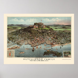 Póster Lynn, mapa panorâmico das MÃES - 1881