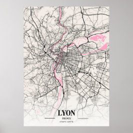 Poster Lyon - França - Mapa da cidade napolitana
