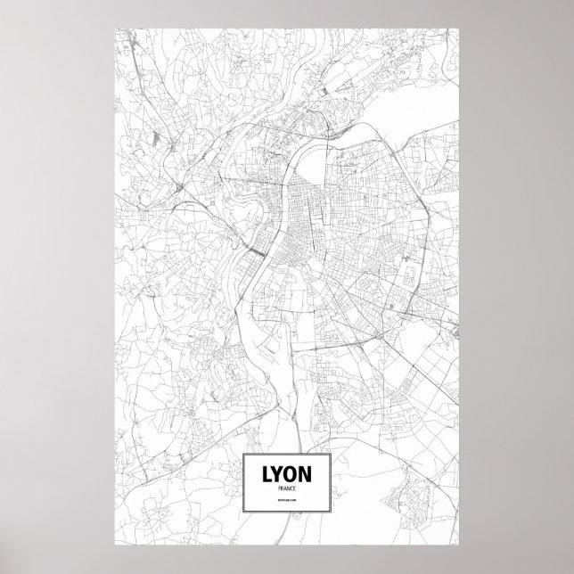 Póster Lyon, França (preto no branco) (Frente)
