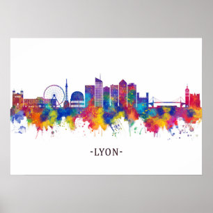 Poster Lyon France Skyline