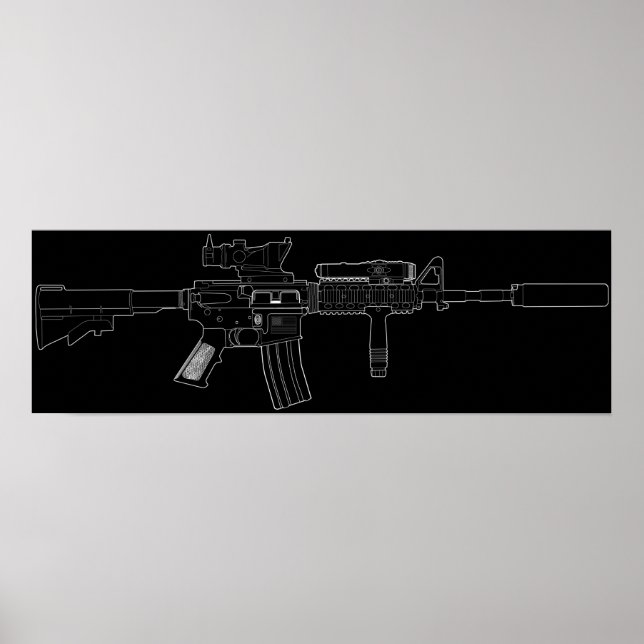 Póster M4 SOPMOD Preto (Frente)