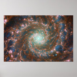 Poster M74 Galáxia Espiral | NGC 628 | Hubble e JWST