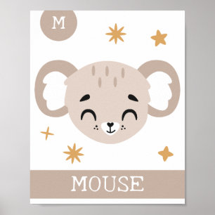 Poster M é para Rato, Berçário, Quarto de Crianças, Arte 