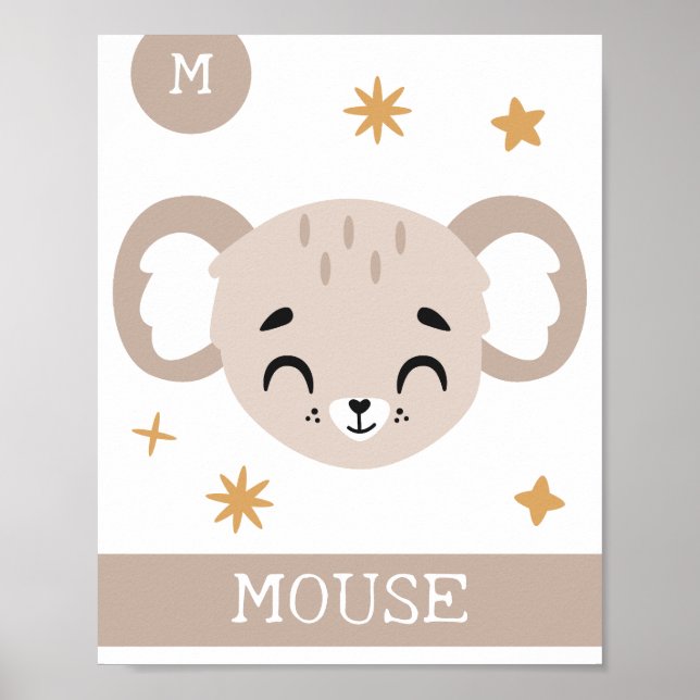 Poster M é para Rato, Berçário, Quarto de Crianças, Arte  (Frente)