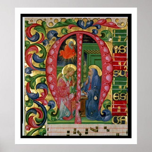 Poster "M" inicial historiado que representa a Comunicaçã (Frente)