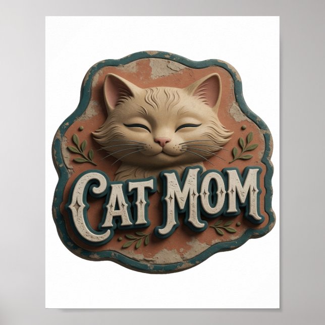 Poster MÃ£e de Gato Prata IcÃ´nica (Frente)