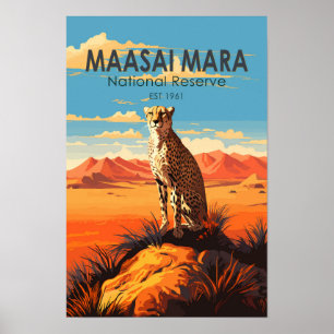 Poster Maasai Mara National Reserve Cheetah Viagem Art