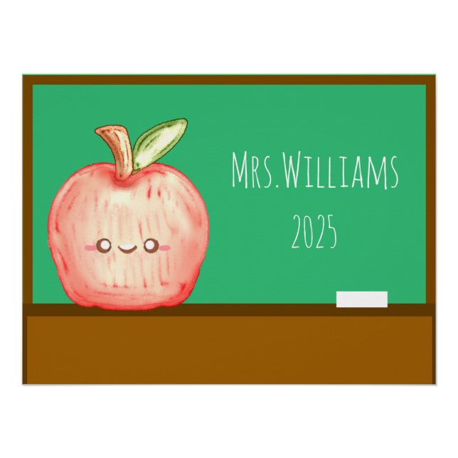 Póster Maçã de Fruta de Aquarela (Frente)