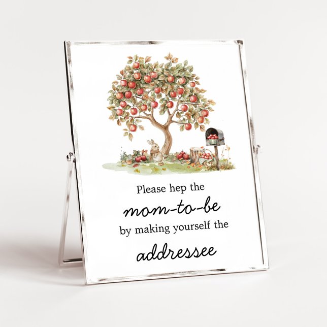 Poster Maçã de nossos Olhos Envelope Estação Sinal de Out (Fall Apple Tree Baby Shower Envelope Station Sign)