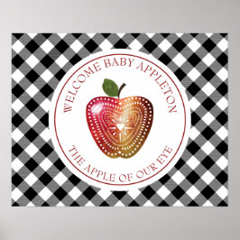 Poster Maçã Do Nosso Chá de fraldas De Xadrez De Orquídea