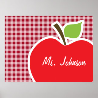 Poster Maçã em Carmine Red Gingham