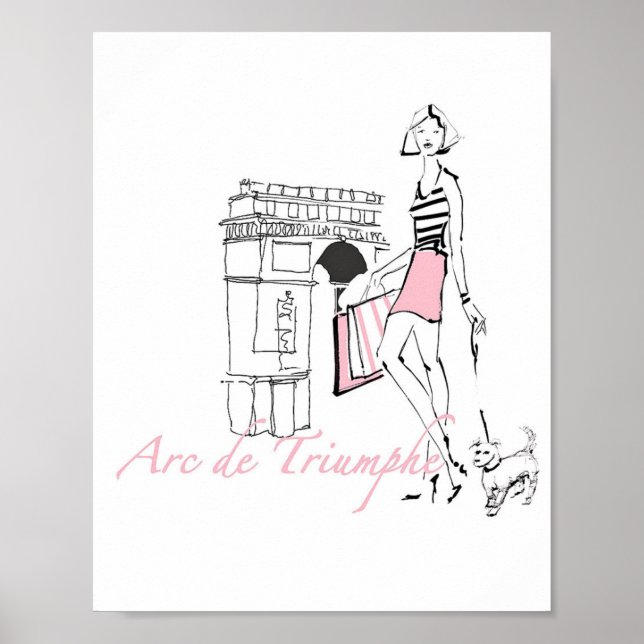 Póster Maçã Selvagem | Arc De Triomphe - Sketch Girly (Frente)