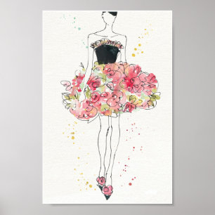 Poster Maçã Selvagem   Desenho De Vestido Floral Glamor