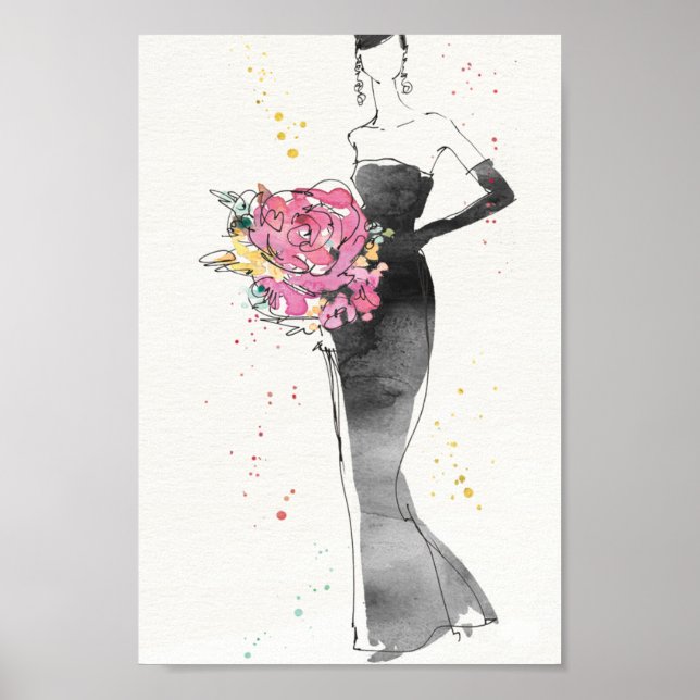 Póster Maçã Selvagem | Desenho do Vestido Floral (Frente)