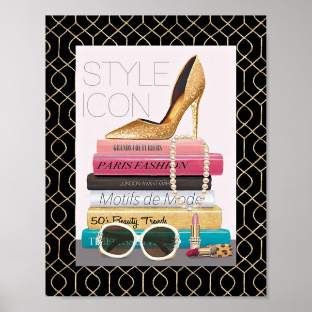 Póster Maçã Selvagem | Ícone Estilo - Dourado Stiletto (Frente)