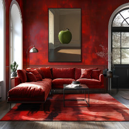 Poster Maçã Verde Flutuante e Pássaro - Paisagem do Sonho