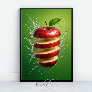 Poster Maçã Vermelha Flutuante com Arte Digital de Salpic