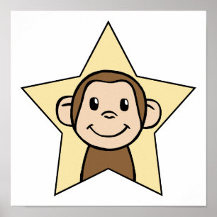 Poster Macaco bonito do clipart dos desenhos animados com