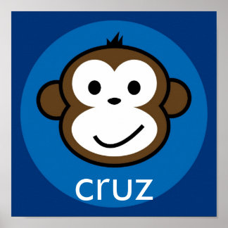 Póster Macaco Cheeky Personalizado [azul+marinho]
