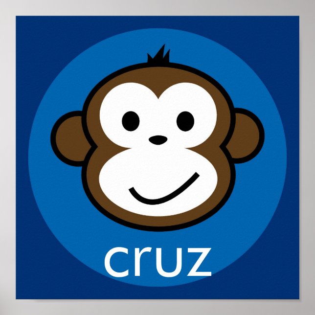 Póster Macaco Cheeky Personalizado [azul+marinho] (Frente)