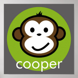 Póster Macaco Cheeky Personalizado [limão+cinza]