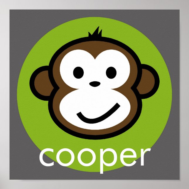 Póster Macaco Cheeky Personalizado [limão+cinza] (Frente)