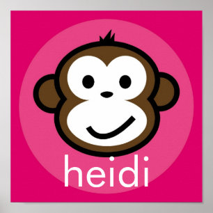 Póster Macaco Cheeky Personalizado [rosa+rosa-quente]