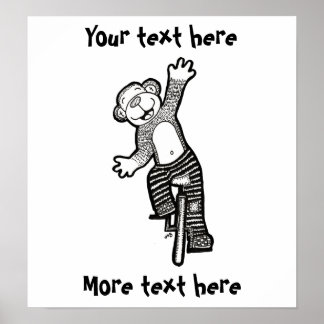 Póster Macaco Colorível Unicycle