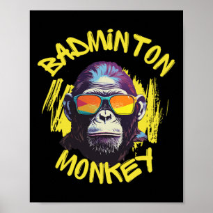 Poster Macaco De Badminton Com O Esporte Da Selva De Racq
