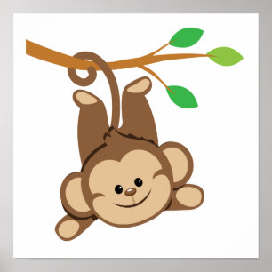 Póster Macaco de balanço do menino