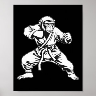 Poster Macaco de Karatê Taekwondo Kickboxing Mma Judo Mac