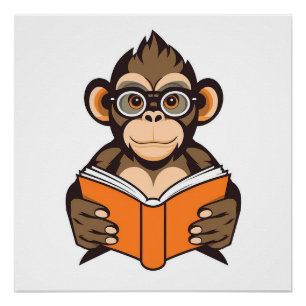 Póster Macaco de Leitura