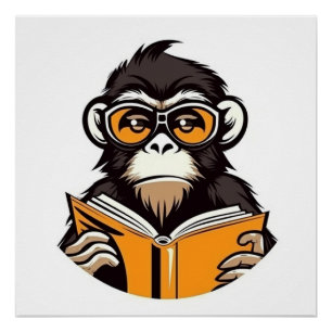 Póster Macaco de Leitura