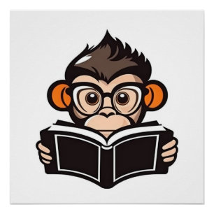 Póster Macaco de Leitura