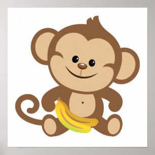 Poster Macaco do menino com banana