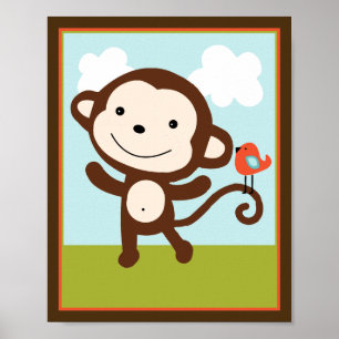 Poster Macaco dos animais dos animais selvagens com o