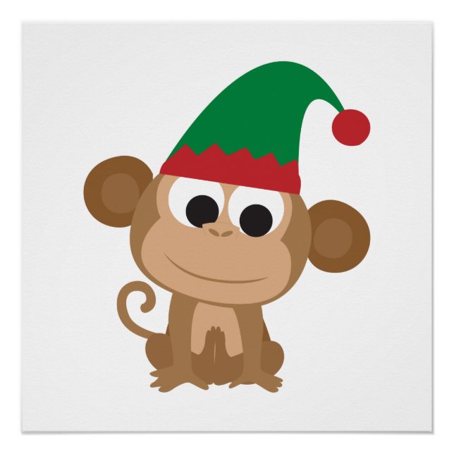 Póster Macaco Elf de Natal (Frente)