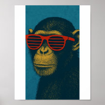 Macaco Legal com Óculos de Sol Vermelhos