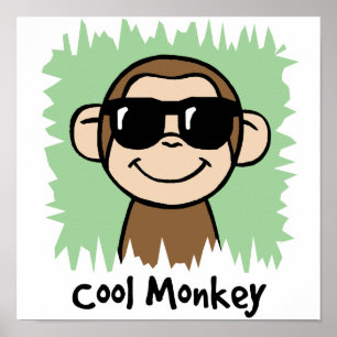 Poster Macaco legal do clipart dos desenhos animados com